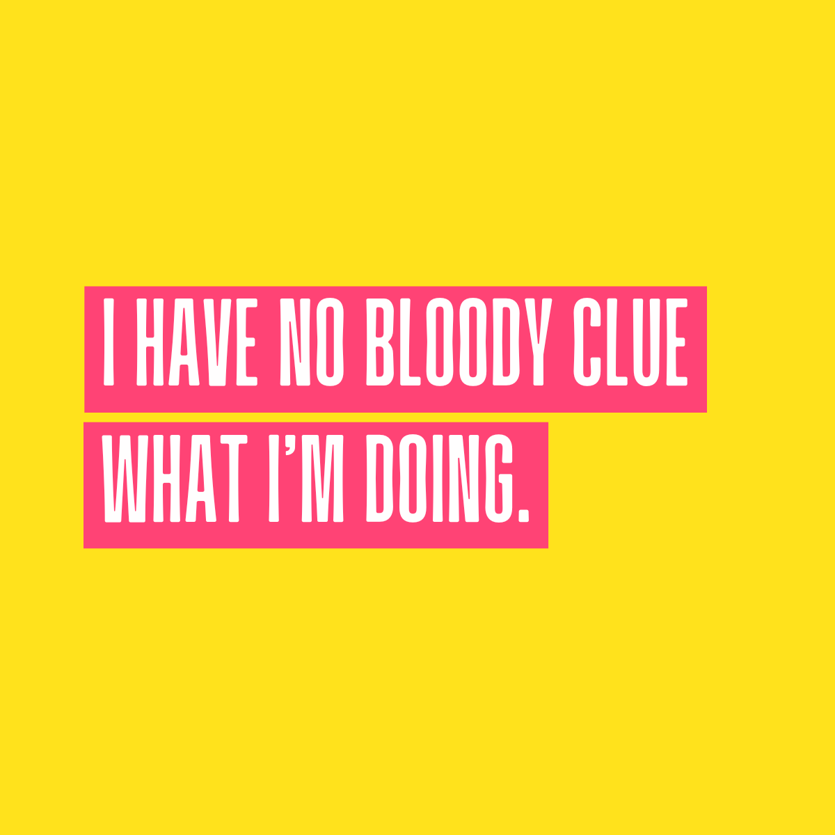 I have no bloody clue what I #39 m doing That was a daily mantra for me i