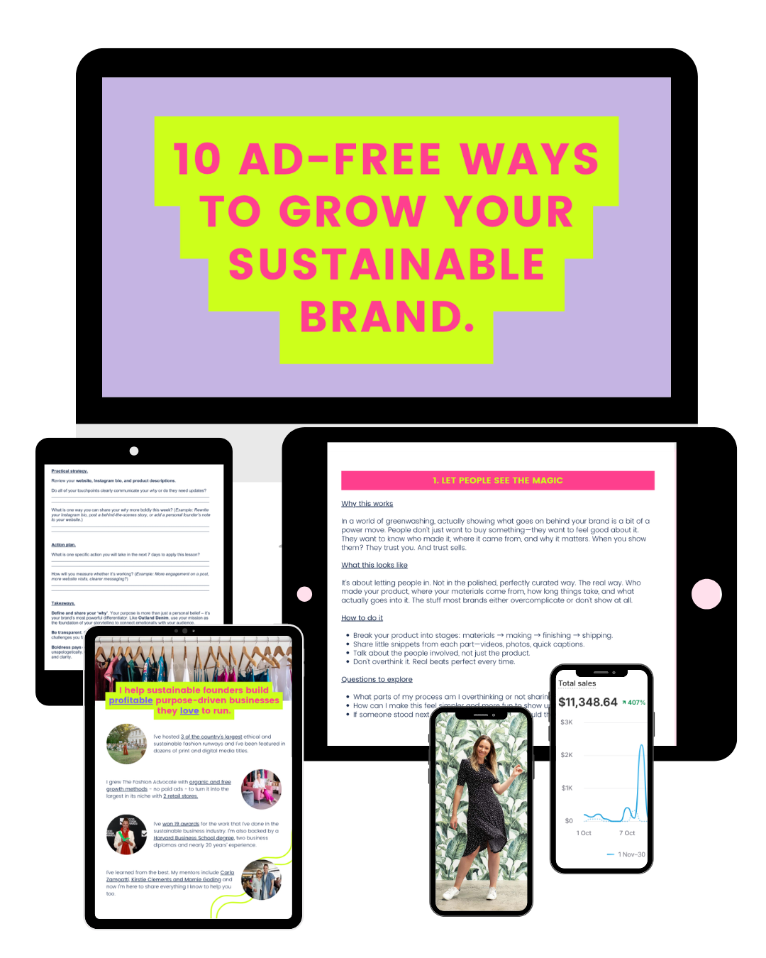 10 Ad-Free Ways to Grow Your Sustainable Brand Free Guide - marketing sales The Fashion Advocate mentor coach Business