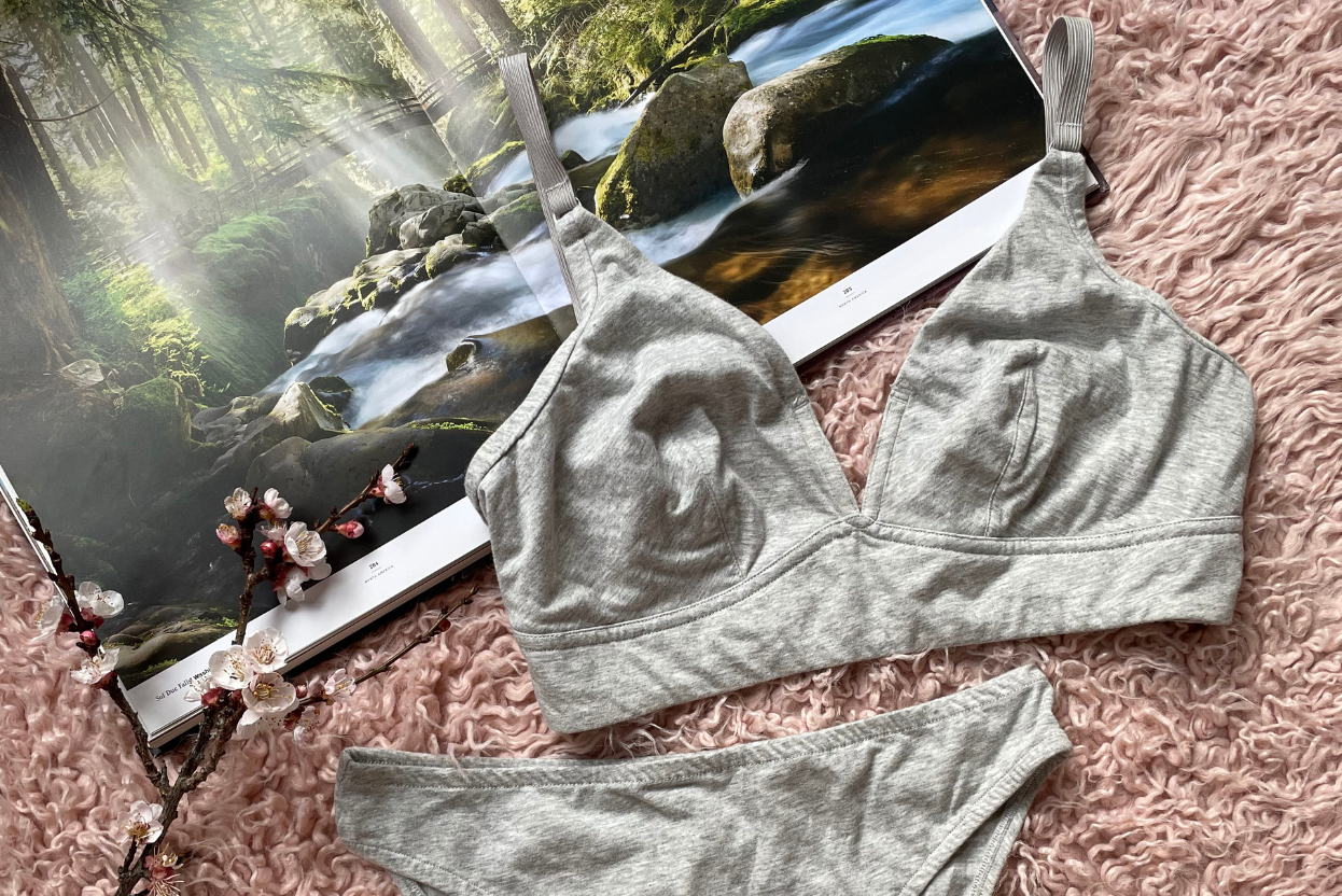 Sustainable Australian organic cotton natural underwear and wirefree bra